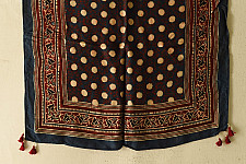 Neelanjana . नीलांजना ~ Ajrakh Block Printed - Square Modal Silk Scarf - 13