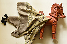 Neelanjana . नीलांजना ~ Square Ajrakh Silk Scarf - Light Yellow & Brown