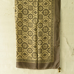 Neelanjana . नीलांजना ~ Square Ajrakh Silk Scarf - Light Yellow & Brown