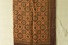 Neelanjana . नीलांजना ~ Square Ajrakh Silk Scarf - Brown & Orange