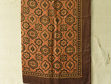 Neelanjana . नीलांजना ~ Square Ajrakh Silk Scarf - Brown & Orange