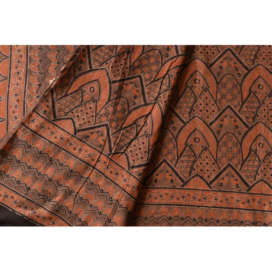 ajrakh printed mul cotton saree