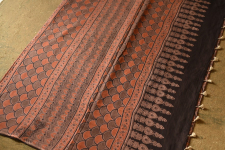 Charu . चारु | Mul Cotton Ajrakh Printed Saree - Walnut Brown