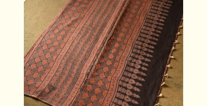 Charu . चारु | Mul Cotton Ajrakh Printed Saree - Walnut Brown