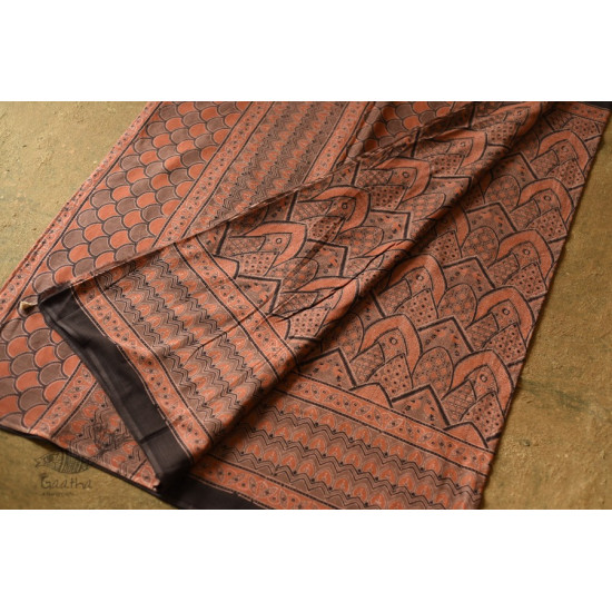 ajrakh printed mul cotton saree