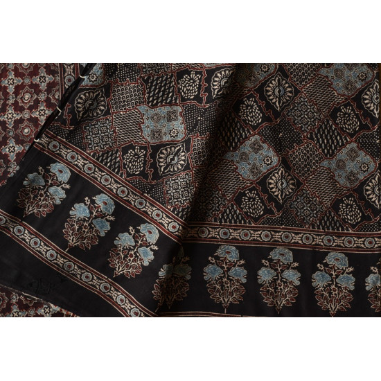 shop Ajrakh Block Printed - Mul Soft Cotton Saree