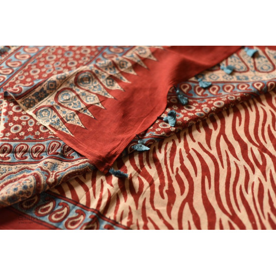 shop Ajrakh Handcrafted - Mul Soft Cotton Saree