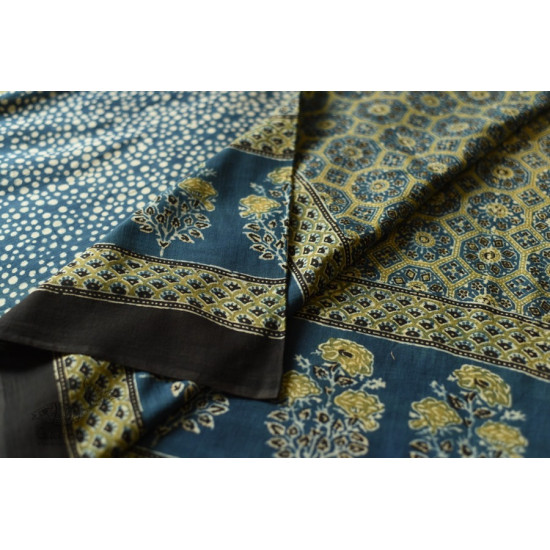 shop Mul Cotton Ajrakh Block Print Saree