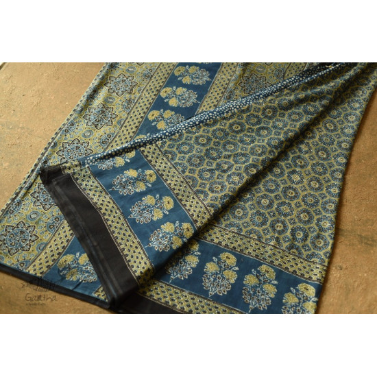 shop Mul Cotton Ajrakh Block Print Saree