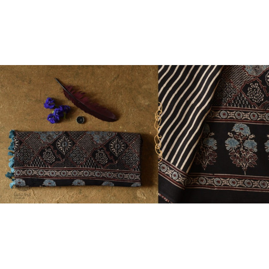 shop Ajrakh Block Printed - Mul Soft Cotton Saree