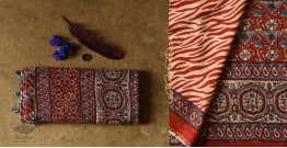 Charu . चारु | Ajrakh Handcrafted - Mul Cotton Saree - Red