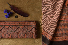 Charu . चारु | Mul Cotton Ajrakh Printed Saree - Walnut Brown