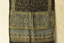 Anagi | Natural Dyed Ajrakh Block Printed Modal Silk Stole - Black