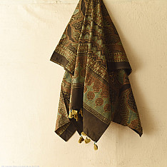 Sakhi . सखी ⁂ Ajrakh Block Printed Pure Cotton Dupatta - 48