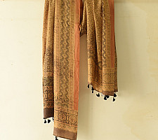 Ajrakh Mulberry Silk Dupatta | Natural dyed - M