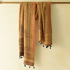 Ajrakh Mulberry Silk Dupatta | Natural dyed - M