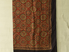 Neelanjana . नीलांजना ~ Square Ajrakh Silk Scarf - Red & Black