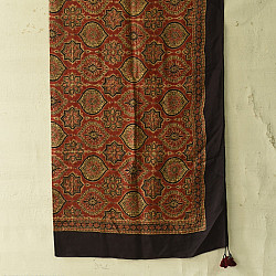 Neelanjana . नीलांजना ~ Square Ajrakh Silk Scarf - Red & Black