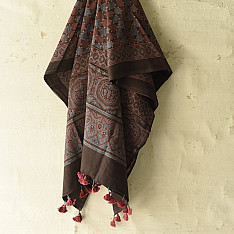 Sakhi . सखी ⁂ Ajrakh Block Printed Pure Cotton Dupatta - 16