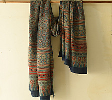 Ajrakh Mulberry Silk Dupatta | Natural dyed - Blue