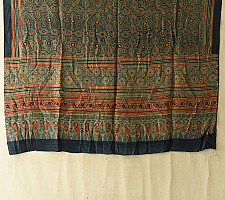 Ajrakh Mulberry Silk Dupatta | Natural dyed - Blue