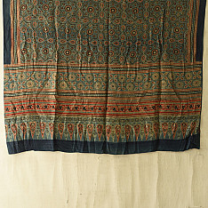Ajrakh Mulberry Silk Dupatta | Natural dyed - Blue