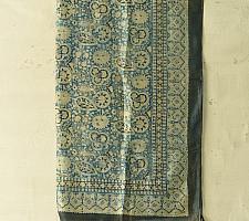 Neelanjana . नीलांजना ~ Square Ajrakh Silk Scarf - Sky Blue