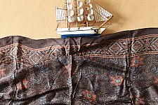 Anagi | Natural Dyed Ajrakh - Modal Silk Brown Stole With Flower Motif