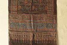 Anagi | Natural Dyed Ajrakh - Modal Silk Brown Stole With Flower Motif