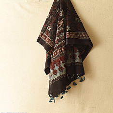 Sakhi . सखी | Ajrakh Block Printed Pure Cotton Dupatta - 17
