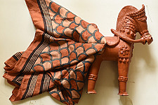 Neelanjana . नीलांजना ~ Square Ajrakh Silk Scarf - Brown