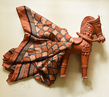 Neelanjana . नीलांजना ~ Square Ajrakh Silk Scarf - Brown