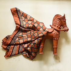 Neelanjana . नीलांजना ~ Square Ajrakh Silk Scarf - Brown