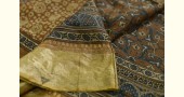  handmade ajrakh printed chiniya Silk saree