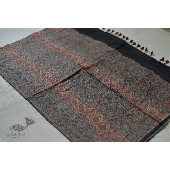 ajrakh printed mulmul cotton saree