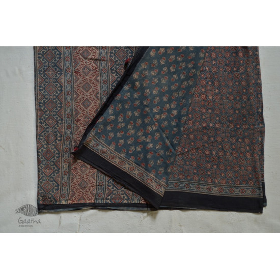 ajrakh printed mulmul cotton saree