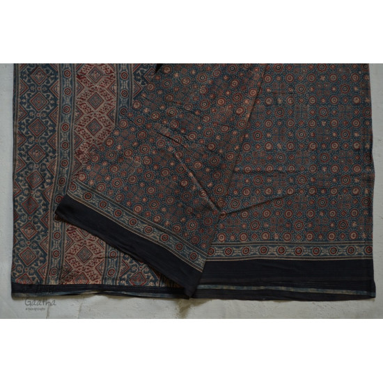 ajrakh printed mulmul cotton saree