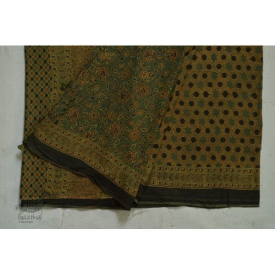 ajrakh printed mulmul cotton saree