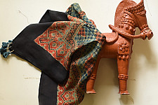 Neelanjana . नीलांजना ~ Square Ajrakh Silk Checks Scarf