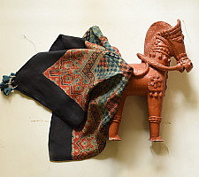 Neelanjana . नीलांजना ~ Square Ajrakh Silk Checks Scarf