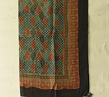 Neelanjana . नीलांजना ~ Square Ajrakh Silk Checks Scarf