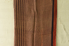 Neelanjana . नीलांजना ~ Square Ajrakh Silk Scarf - Brown & Red Strips