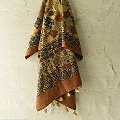 Sakhi . सखी ⁂ Ajrakh Block Printed Pure Cotton Dupatta - 21
