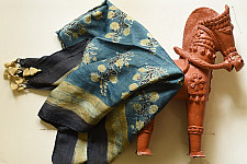 Neelanjana . नीलांजना ~ Square Ajrakh Silk Blue Scarf 