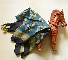 Neelanjana . नीलांजना ~ Square Ajrakh Silk Blue Scarf 