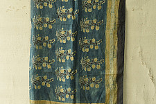 Neelanjana . नीलांजना ~ Square Ajrakh Silk Blue Scarf 