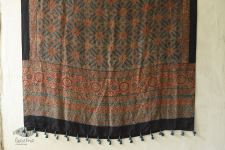 Ajrakh Natural Dyed ~ Mulberry Silk Dupatta - A