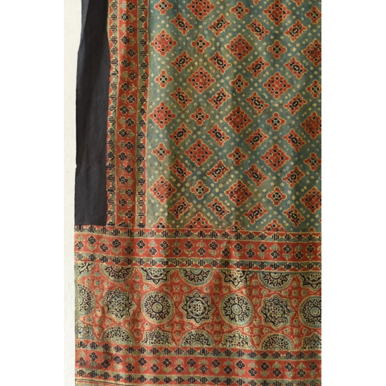 buy Ajrakh Mulberry Silk Dupatta ~ Natural Dyed