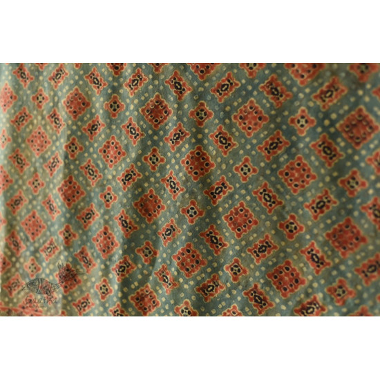 buy Ajrakh Mulberry Silk Dupatta ~ Natural Dyed