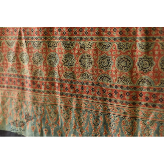 buy Ajrakh Mulberry Silk Dupatta ~ Natural Dyed